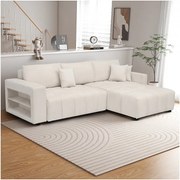 3-osobowy narożnik rozkładany z tkaniny szenilowej - „Trocadero” - Kremowy