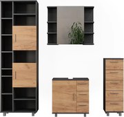 Zestaw mebli łazienkowych antracyt/złoty dąb 60.2x33x60.8 ilias