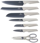 Biały elegancki zestaw 6 noży i nożyczek H1-P12