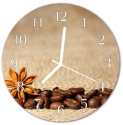 Zegar szklany okrągły Ziarna kawy