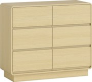 HOMCOM 100 cm Sideboard, kredens z 6 szufladami, komoda do kuchni, salonu, jadalni, drewno naturalne