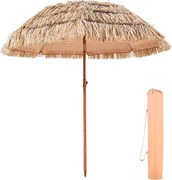 Hawajski Parasol SucceBuy, Uchylny Egzotyczny Parasol 2 m ze Strzechą PP, 8 Metalowych Żeber, na Plażę, Patio, Basen, do Ogrodu