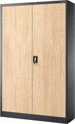 Szafa biurowa na akta szeroka Eco Design Jan II, 115x40x185 cm, antracyt/dąb sonoma