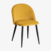 Krzesło Jadalniane Z Aksamitu Kana Mostaza & Czarny - Sklum
