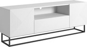 Szafka RTV Asha 167 cm z szufladą i metalowym stelażem - biały mat