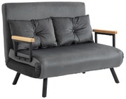 HOMCOM Sofa rozkładana 2 osobowa z Poduszkami Komfortowa i Funkcjonalna Maksymalne obciążenie 120kg 102x73x81cm Ciemnoszara | Aosom PL