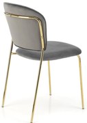K499 krzesło popielaty, Glamour, tapicerowane, przeszycia, złoty, velvet