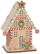 Lampion świąteczny LED, domek z piernika, 15 cm