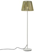 Zewnętrzna lampa podłogowa biała z zielonym kloszem ze sznura IP44 - Virginia Jayla