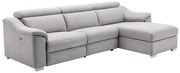 Kanapa narożna PEDRERA z funkcją relax, z tkaniny w kolorze jasnoszarym – prawoskrętna