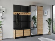 Garderoba EDEN 21  Dąb Craft Złoty + Ekoskóra Czarna