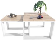 Komplet Dwóch Biały Stolików Kawowych Dąb Sonoma + C8-B45