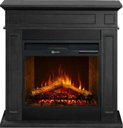 Kominek elektryczny JEFFERSON stojący z czarnego drewna dł. 89,5 x wys. 90,5 x gł. 28 cm