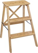 Drabina składana, niska, bambusowa, 3 stopnie, 63,5 cm