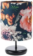 Czarna lampka nocna z abażurem w kwiaty - 5X S383 S1-W94