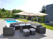 Rattanowy zestaw jadalniany regulowany SEVILLA dla 9 osób (antracyt)