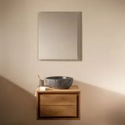 Zestaw Mebli Łazienkowych Z Drewna Tekowego Jabari Drewno Tekowe & Nieregularna Z Czarnego Cementu ↔︎40 Cm - Sklum