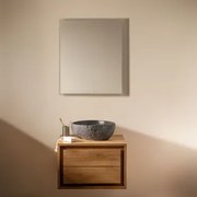 Zestaw Wiszących Mebli Łazienkowych Z Drewna Tekowego Jabari Drewno Tekowe & Nieregularna Z Czarnego Cementu ↔︎40 - Sklum