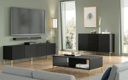 Komplet mebli do salonu czarny + złote nóżki C0-P50
