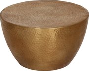 Okrągły stolik kawowy z młotkowanego aluminium z mosiężnym wykończeniem Ø 50x30 cm, nowoczesny i solidny design, polerowane wykończenie