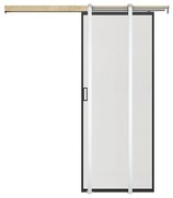 Drzwi przesuwne chowane w ścianie - aluminium i matowe szkło hartowane - wys. 205 x szer. 63 cm - LINCI II