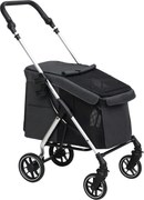 PawHut Wózek dla Psów, Lekki i Składany Transport dla Małych Psów, Zmywalna Poduszka, Okna z Siatki, Szary