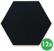 Panel akustyczny, sześciokąt, 30x26 cm, 12 szt., czarny