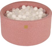 Okrągły Suchy Basen Dla Dziecka 90x40cm/300 Piłek 7cm, Boucle, Różowy, Piłki: Białe, Transparentne - Meowbaby®