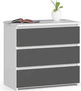 Szafka nocna AKORD CL3 Biała 60 cm 3 szuflady kolor Grafit Szary mat 60x35x57 cm