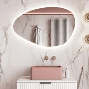 Lustro o nieregularnym kształcie oszlifowane bez ramy podświetlane MISTRAL LED | Różne rozmiary : Kolor tafli szkła - Srebrny, Rozmiar - 140 x 70 cm