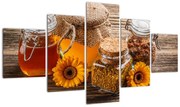Obraz - Martwa natura z słoikami miodu (125x70 cm)