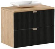 Szafka pod umywalkę z 2 szufladami czarny + orzech - Oxel 4X