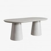 Stół Ogrodowy Owalny 220x95 Cm W Kolorze Cementowym Noemi Sand Grey - Sklum