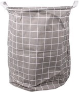 Szary skandynawski pojemnik na pranie w kratkę P0-A29