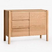 Prostokątny Kredens 110x45 Cm Z Mdf Z Okleiną Dębową Munden Roble - Sklum