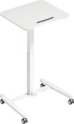 HOMCOM Regulowane Biurko Stojące, Mobilne Biurko z Regulowanym Blatem, Blokada Bezpieczeństwa, Kółka, Białe | Aosom PL