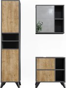Zestaw mebli łazienkowych antracyt/dąb górski 60x30x62 leano