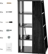 Meble SucceBuy Podstawa Multimedialna AV z 5 Poziomami , Podstawa Audio-Wideo z Drewna Regulowalna w Wysokości