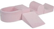 Piankowy Zestaw Do Zabawy Z Suchym Basenem 57x45x30cm, Plac Zabaw Dla Dziecka, 5 Elementów, Welurowy, Jasnoróżowy, Piłki: Piłki Do Wyboru - Meowbaby®