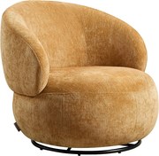 Fotel obrotowy z teksturowanej tkaniny w kolorze musztardowym LACAZO