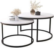 Komplet 2 Biały Okrągłych Stolików Do Narożnika T3-E18