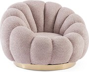 Fotel obrotowy obity tkaniną z efektem bouclé w kolorze antycznego różu - FLOREL