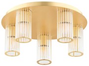 Hampton Plafon 45 – plafon sufitowy, szczotkowany mosiądz, pięć szklanych kloszy