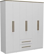 Szafa 6-drzwiowa z 2 szufladami – S160 cm – Biała - DELIRANO