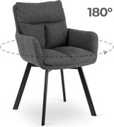 Krzesło Tapicerowane Obrotowe do Salonu CORTADO Ciemnoszare Nowoczesne
