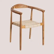 Krzesło Do Jadalni Z Podłokietnikami Z Rattanu I Drewna Tekowego Kiemer Miel - Sklum