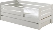 Łóżko Dziecięce Skandynawskie "Toddler" 70x140 cm Białe z Stelażem i Szufladą na Przechowywanie