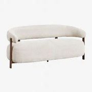 Sofa Dwuosobowa Z Tkaniny Chenille I Żelaza Jolie Brązowy Ciemny Drewno & Kremowo-beżowy Szenil - Sklum