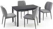 Czarny prostokątny stół z krzesłami E6-Z03