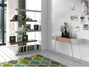 Stolik konsolowy prostokątny, szare drewno, orzech i szkło hartowane 3029 ANGEL CERDA